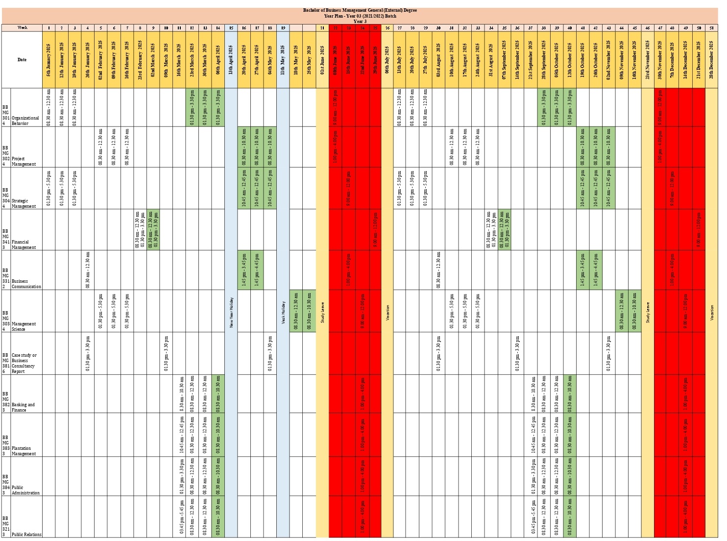 Time Table